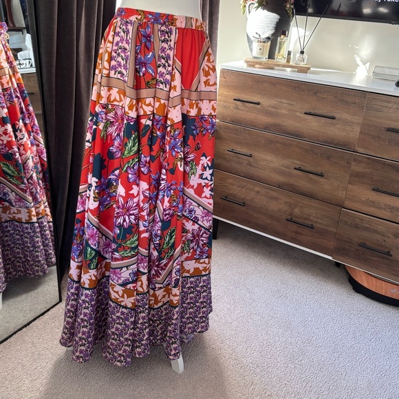 Cupio Dresses & Skirts - Cupio Red and Purple Floral Maxi Skirt